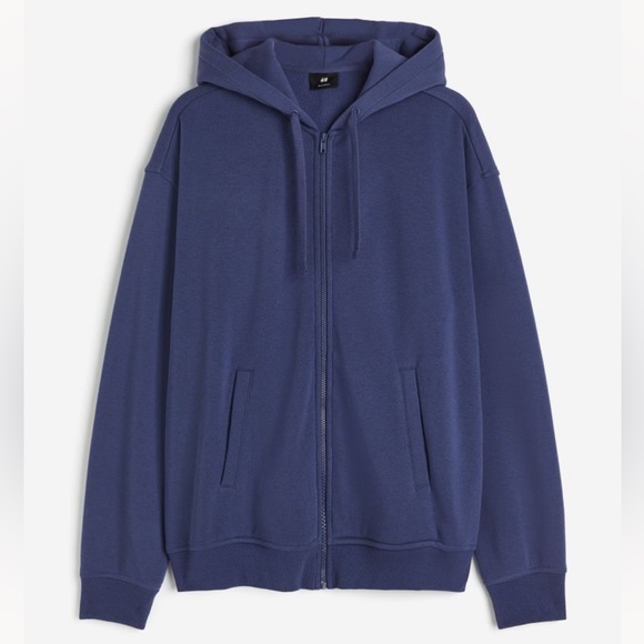 H&M Men’s Blue XS Relaxed Fit Zip Up Hoodie Sweater -Brand New - Picture 3 of 3